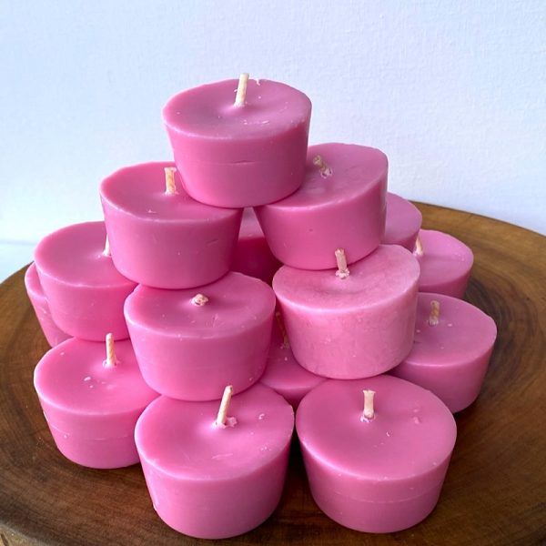 Twenty Rose & Geranium pure soy Votive candles burn brightly for a total of 160 hours with an exquisitely divine perfume.