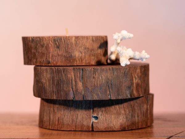 Iron-bark is fire resistant making it the perfect stand for your candles. Iron-bark is fire resistant making it the perfect stand for your candles.