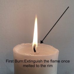 Extinguish your candle once the wax has melted to the rim